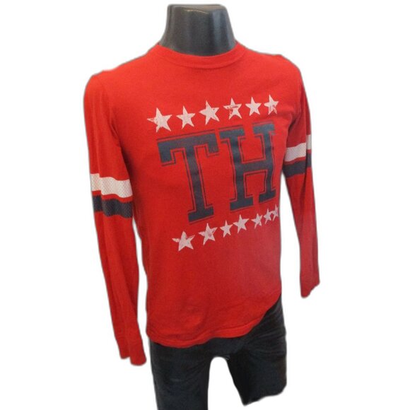 ๐ฅ Tommy Hilfiger Red Varsity Long Sleeve โ TH Stars Logo - Picture 1 of 7